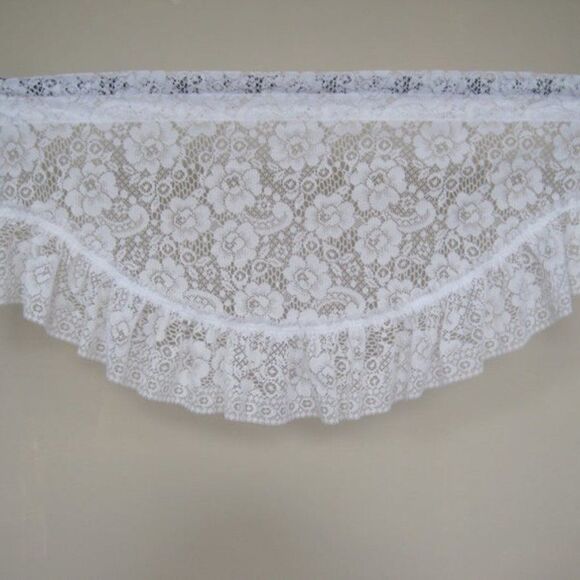 Curtain Lace Ruffled Valance Floral Flower 39.5x19 - Picture 1 of 6